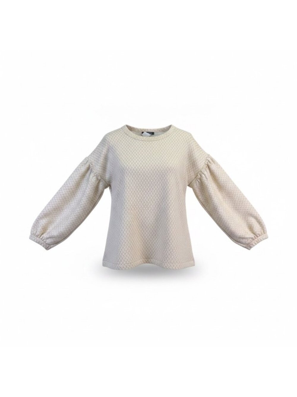 Jennie & Marlis Womens White Long-Sleeve Pullover Top Textured Detail SIze S